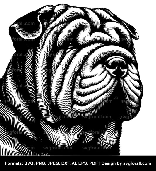 Shar Pei Dog Black SVG