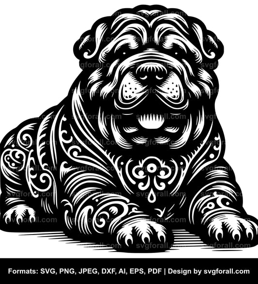 Shar Pei Dog SVG Vector