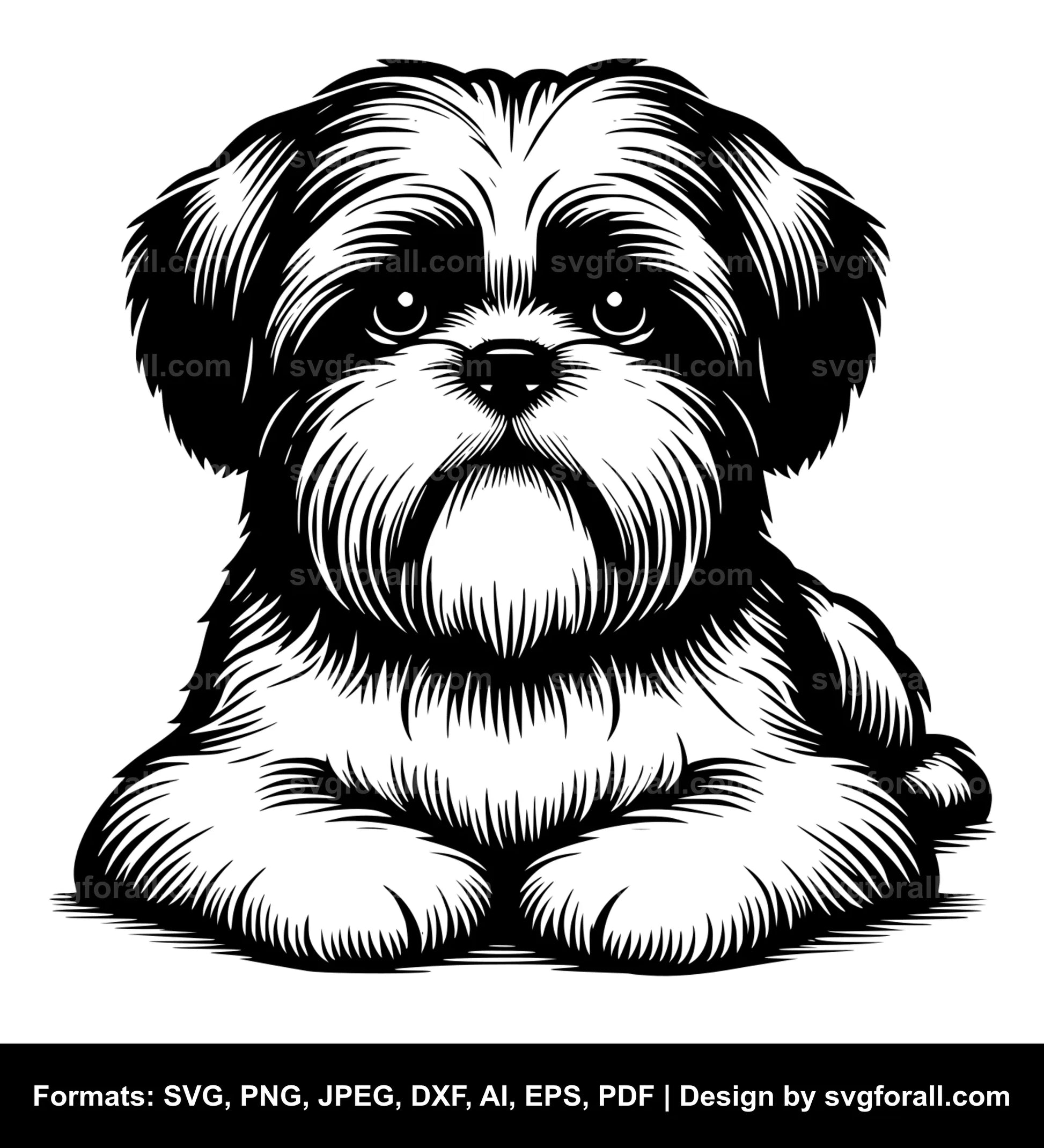 Shih Tzu Dog Black SVG