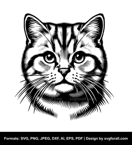 Short Haired Cat SVG Vector