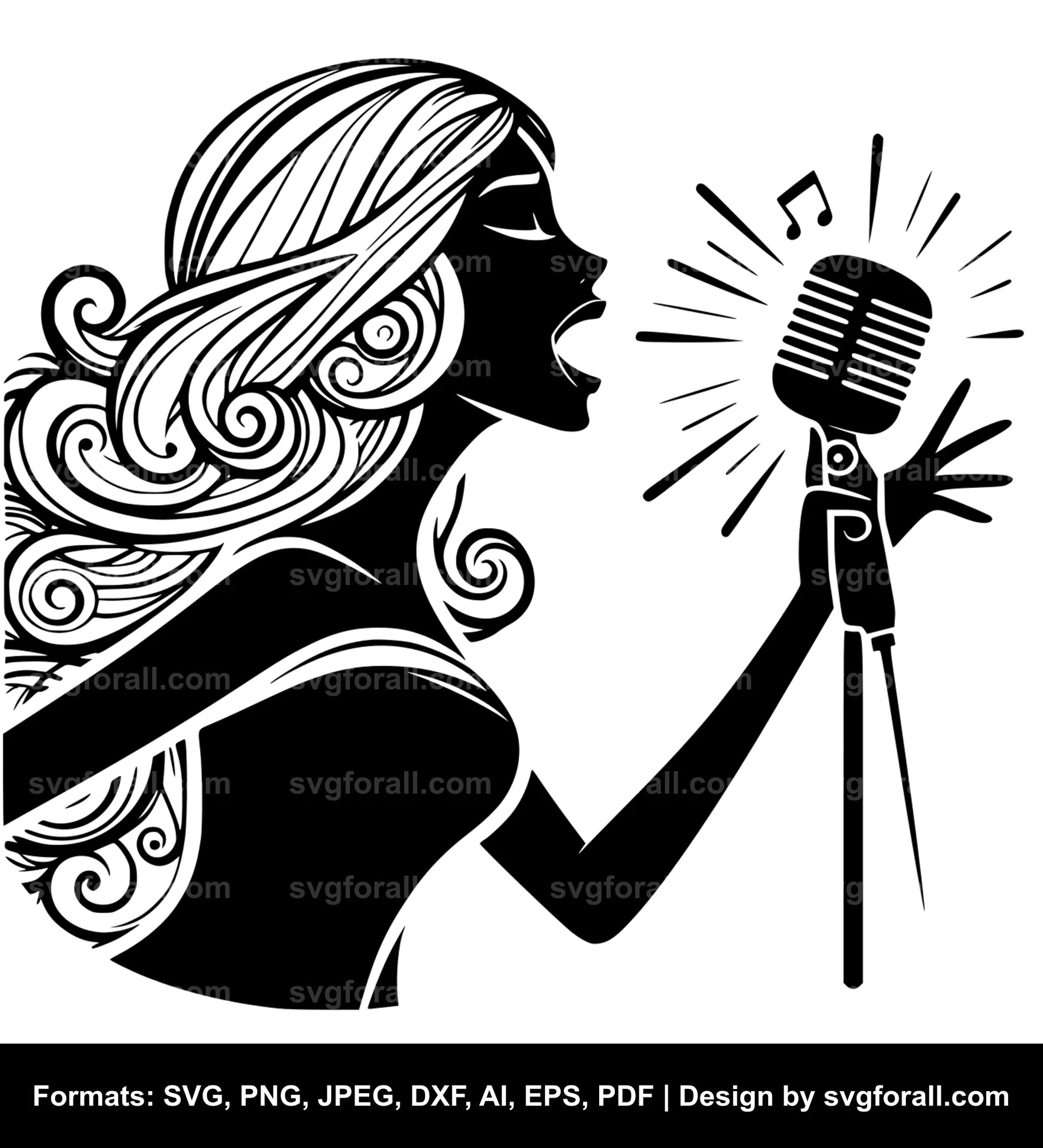 Singing Girl Black SVG