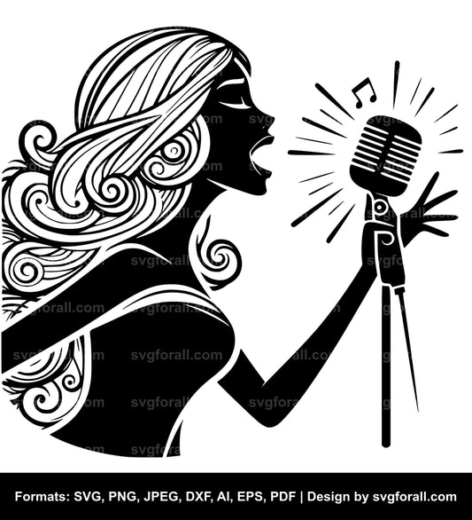 Singing Girl Black SVG