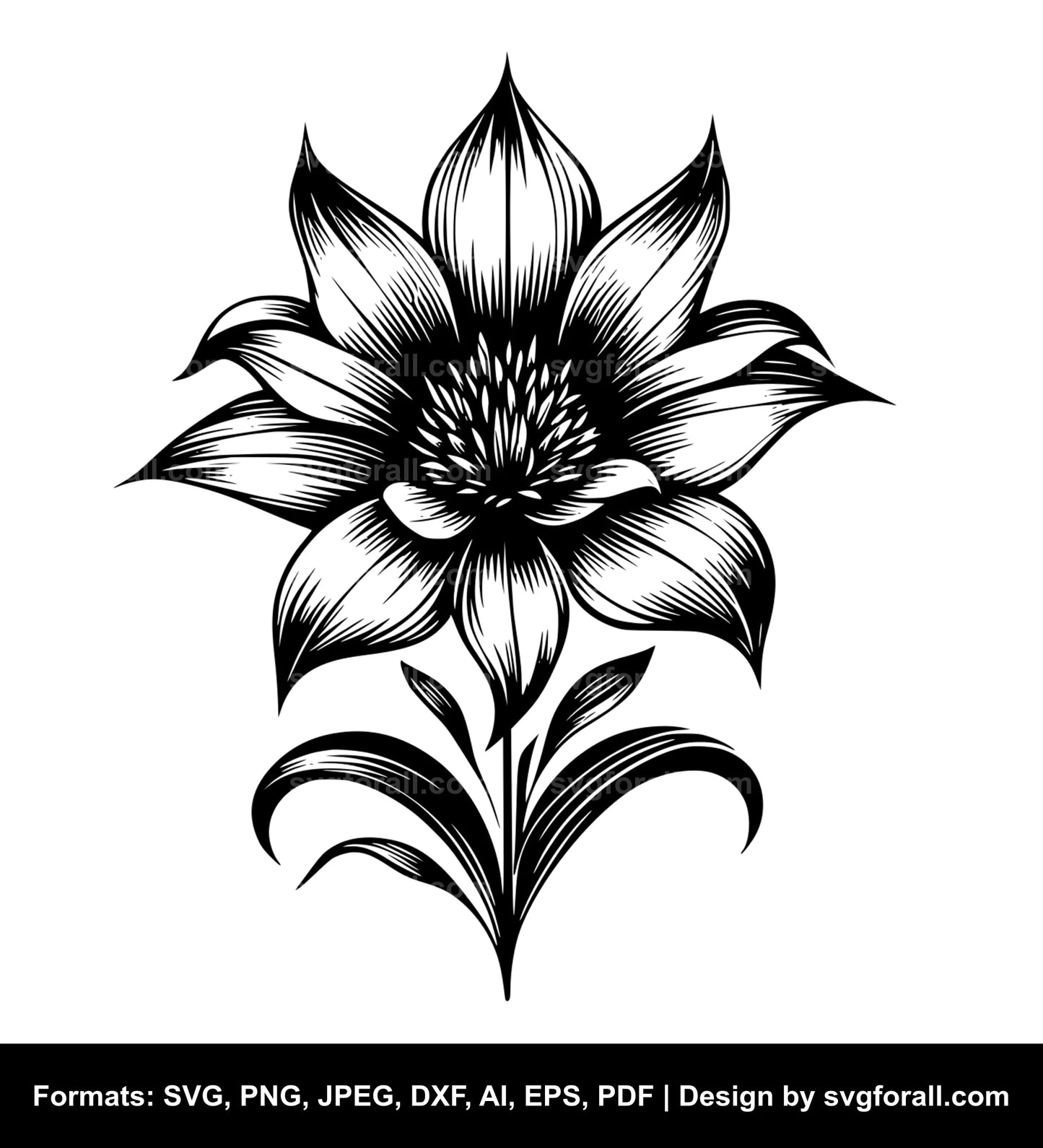 Single Flower Black SVG