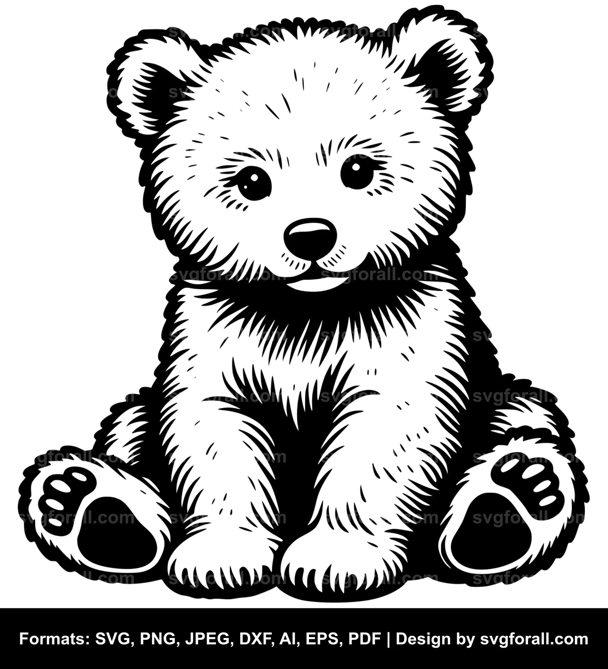 Sitting Baby Bear Vector SVG