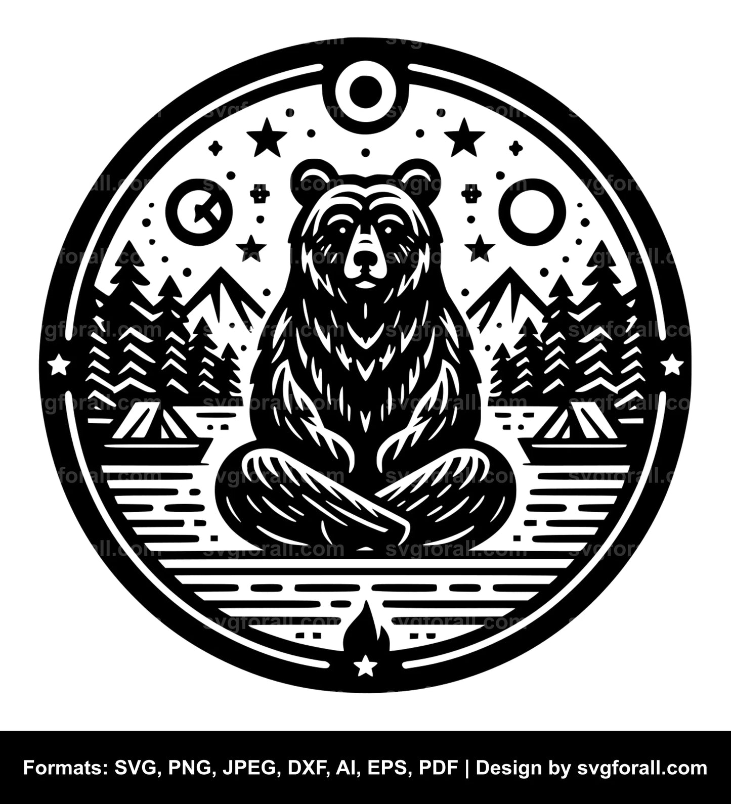 Sitting Bear Black SVG