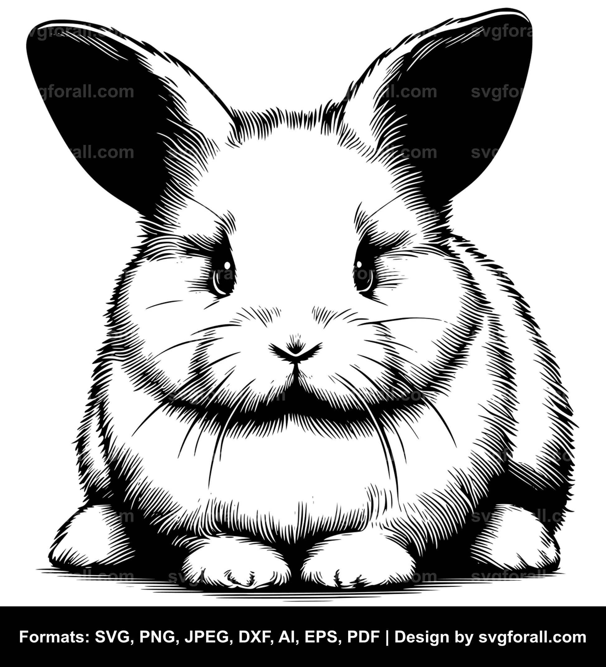 Sitting Bunny Black SVG