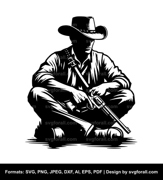 Sitting Cowboy SVG Design