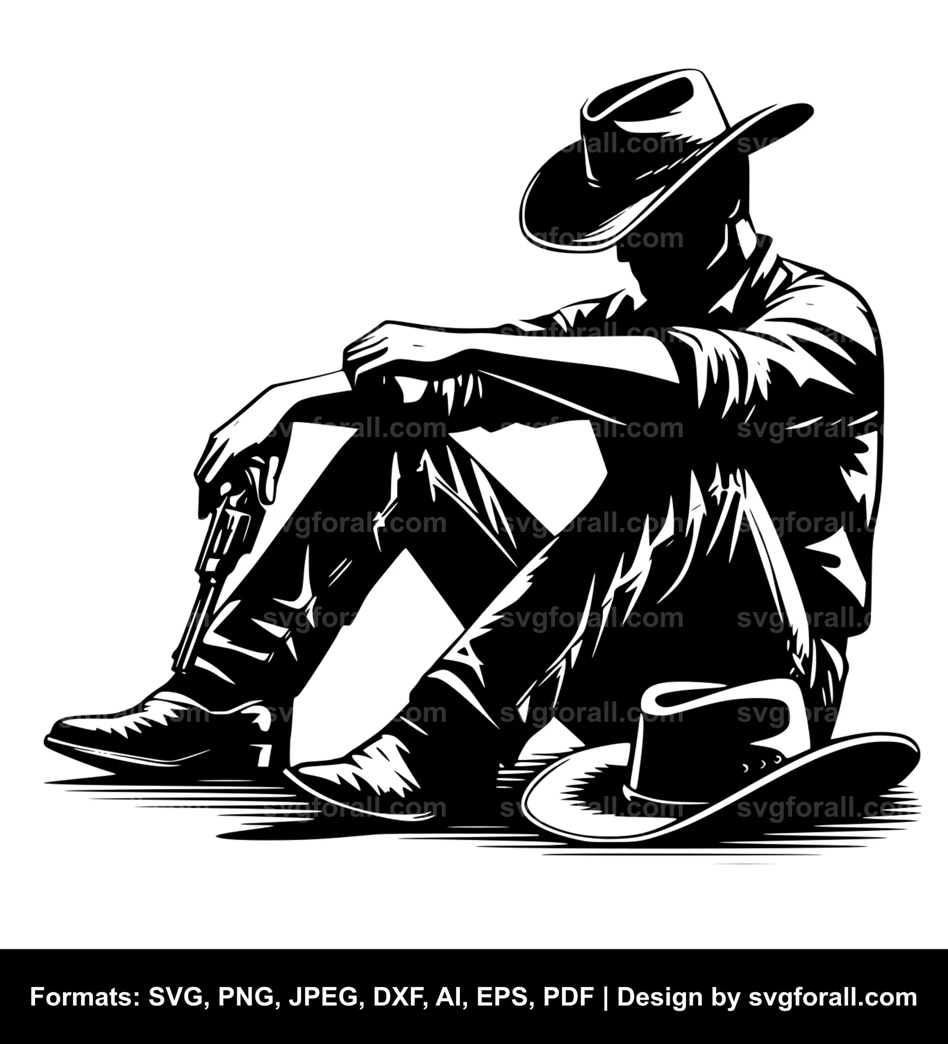 Sitting Cowboy SVG PNG