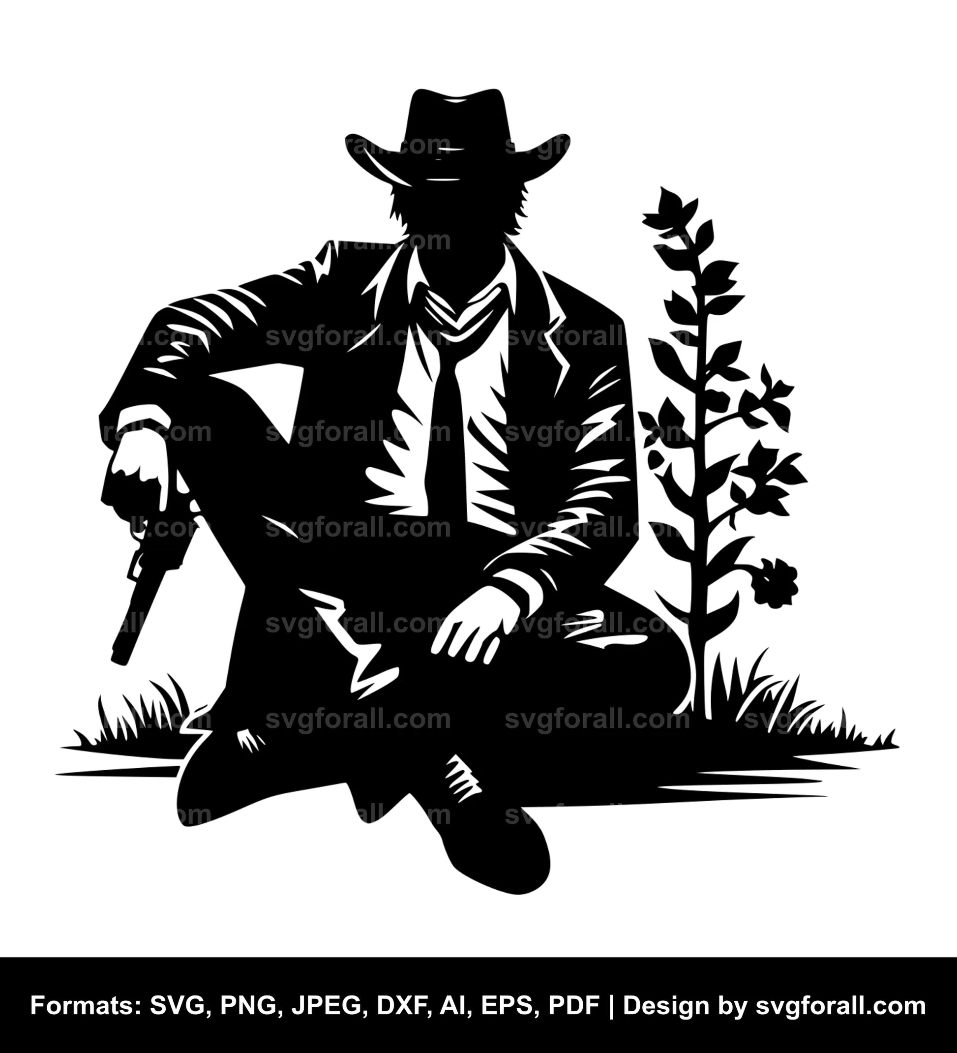 Sitting Cowboy SVG Vector