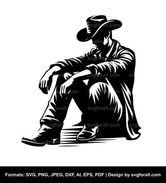 Sitting Cowboy Vector SVG