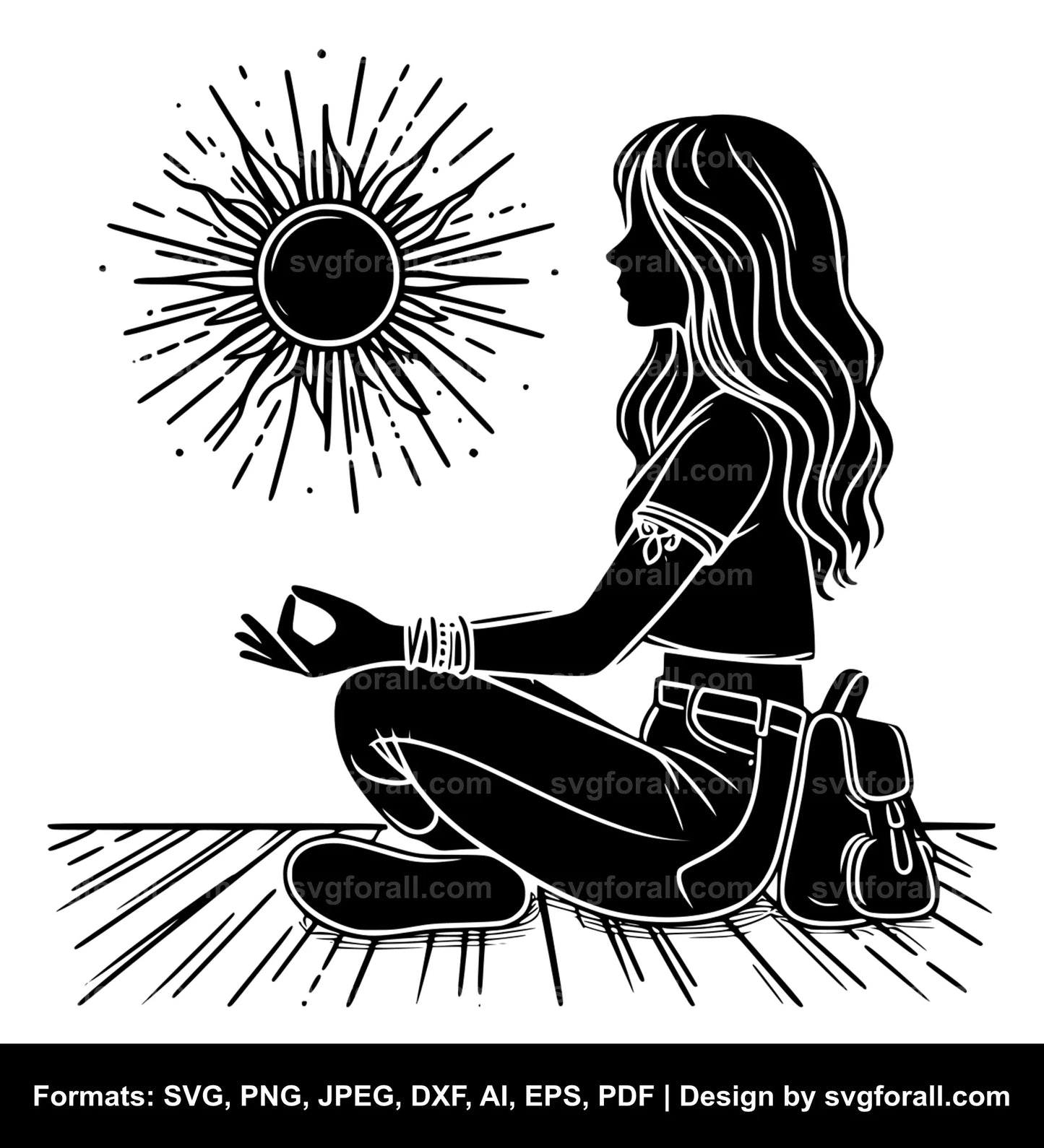 Sitting Girl Black SVG