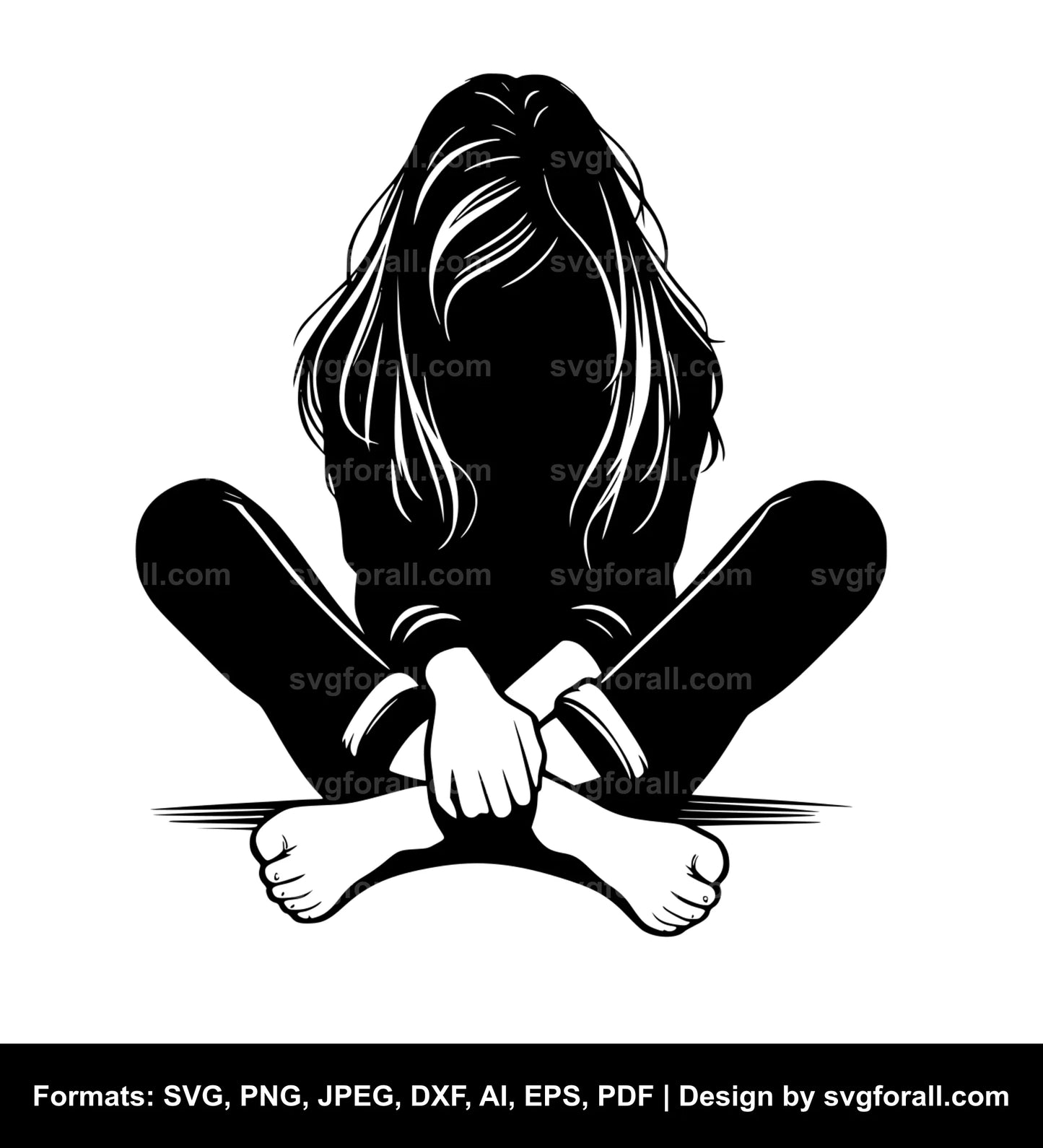 Sitting Girl Clipart SVG