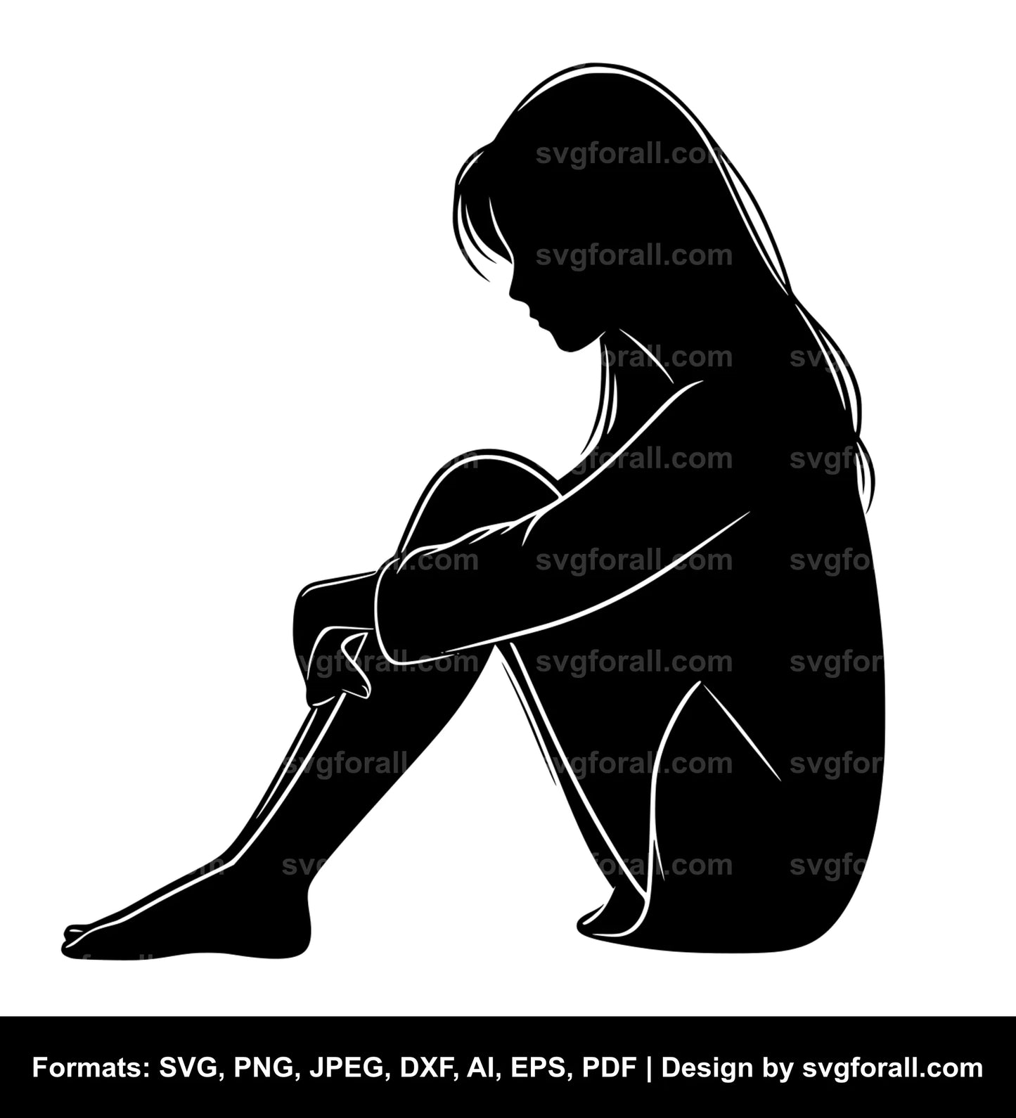 Sitting Girl SVG PNG