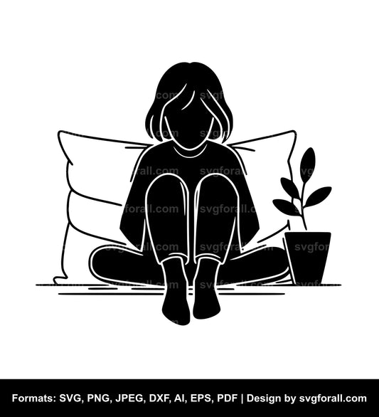 Sitting Girl Vector SVG