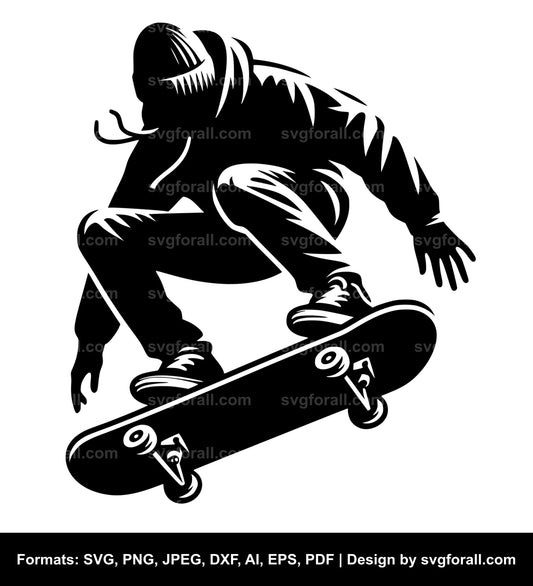 Skateboarding Black SVG