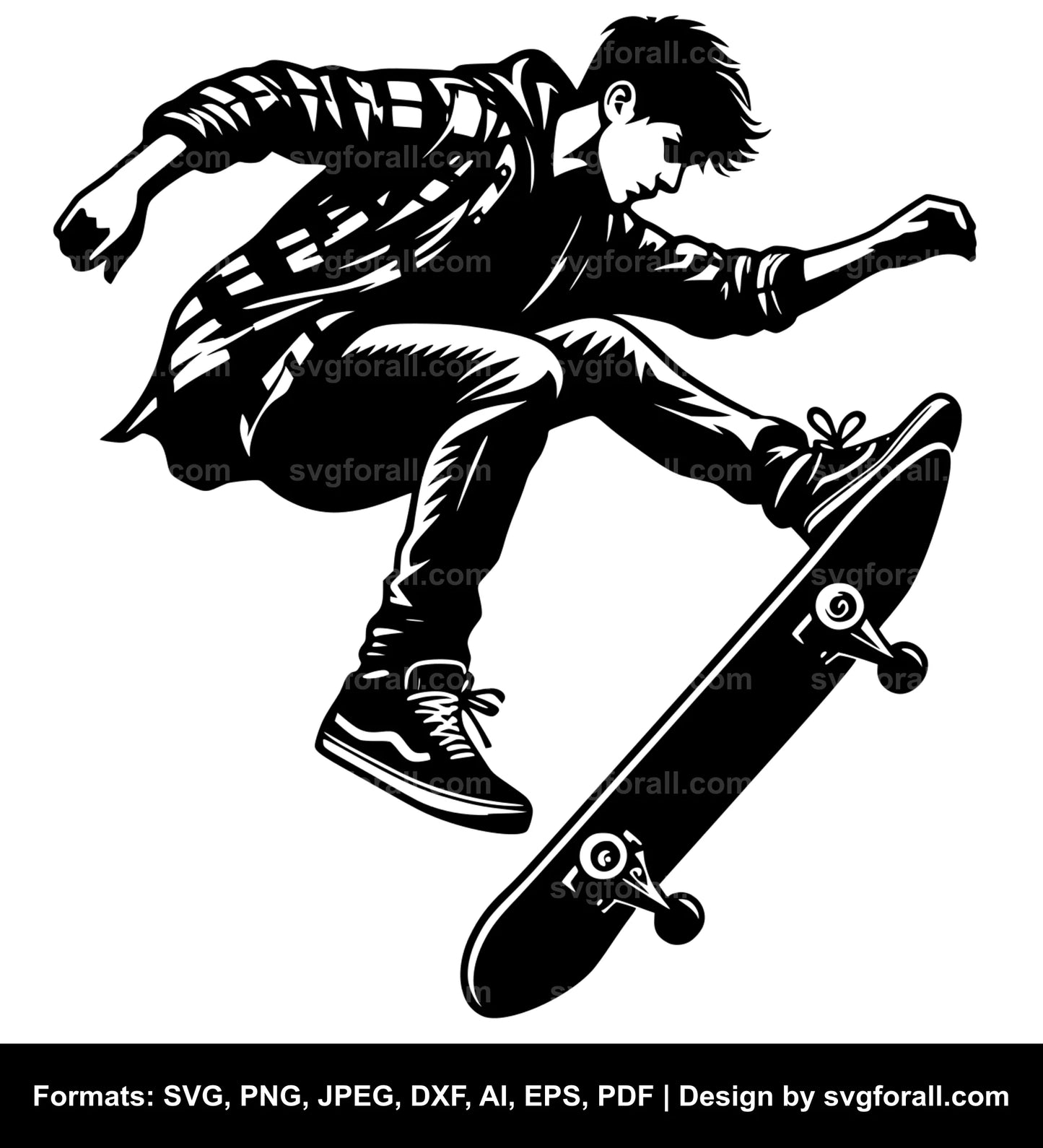 Skateboarding Boy Black SVG