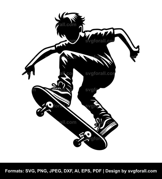 Skateboarding Boy Clipart SVG