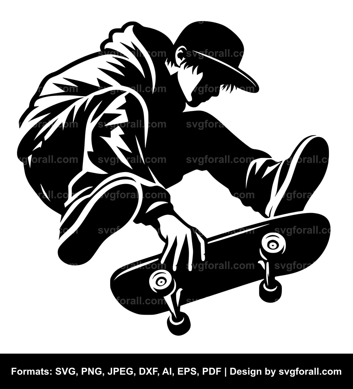 Skateboarding Boy SVG Clipart