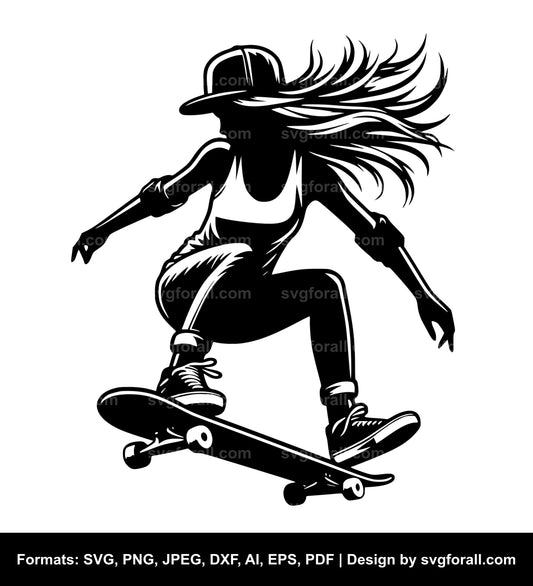 Skateboarding Girl Cricut SVG