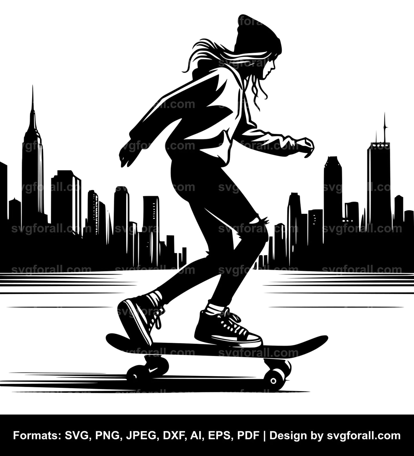 Skateboarding Girl SVG