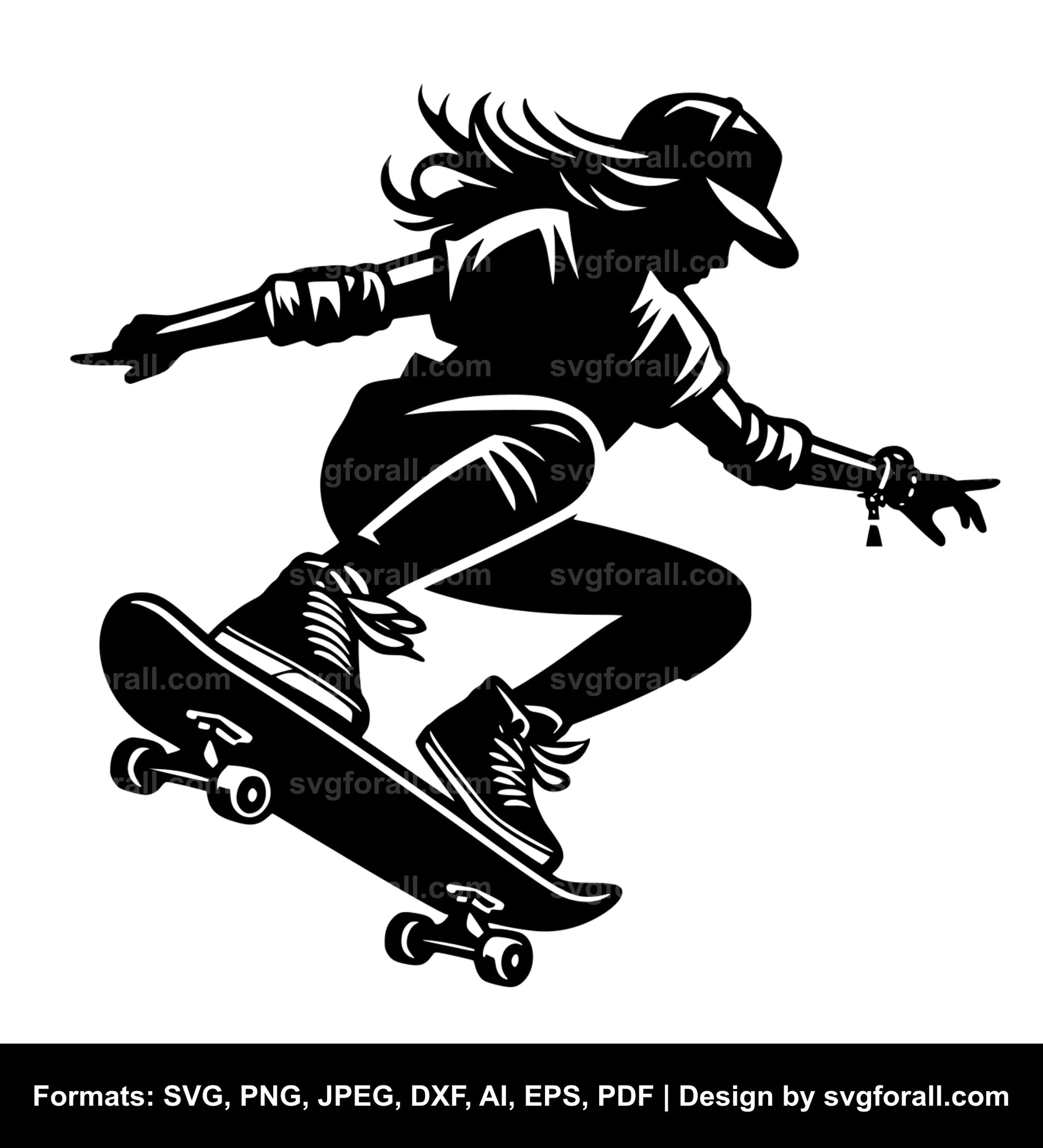 Skateboarding Girl SVG Design