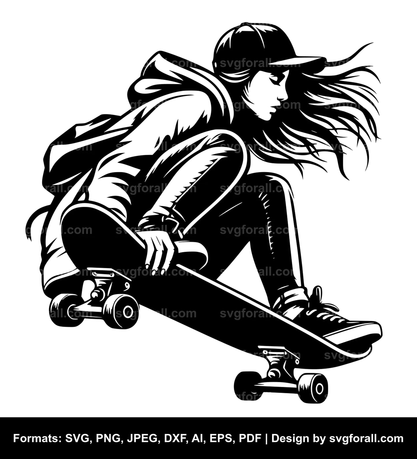 Skateboarding Girl SVG File