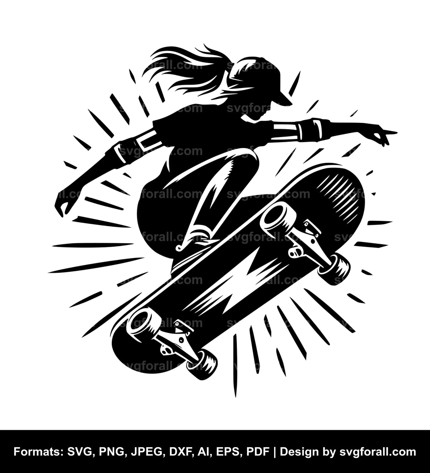 Skateboarding Girl SVG PNG