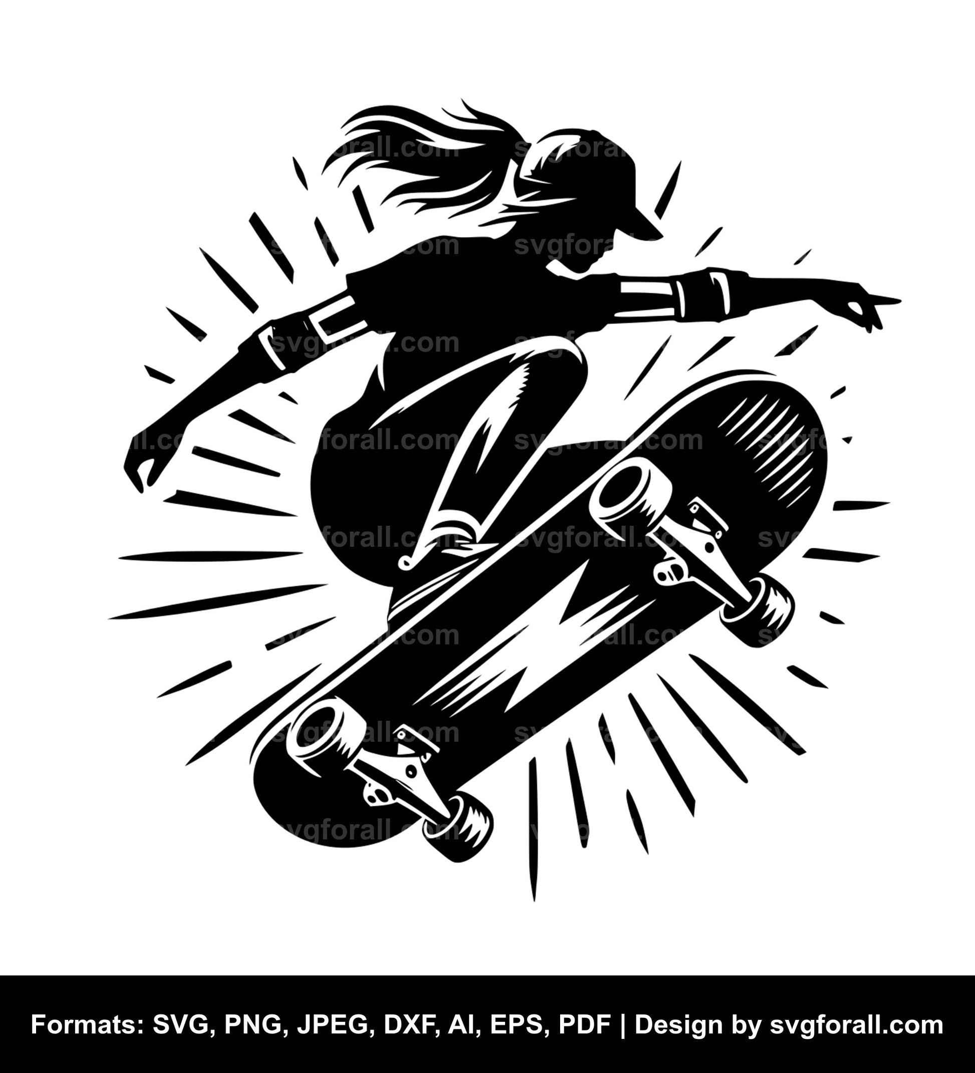 Skateboarding Girl SVG PNG