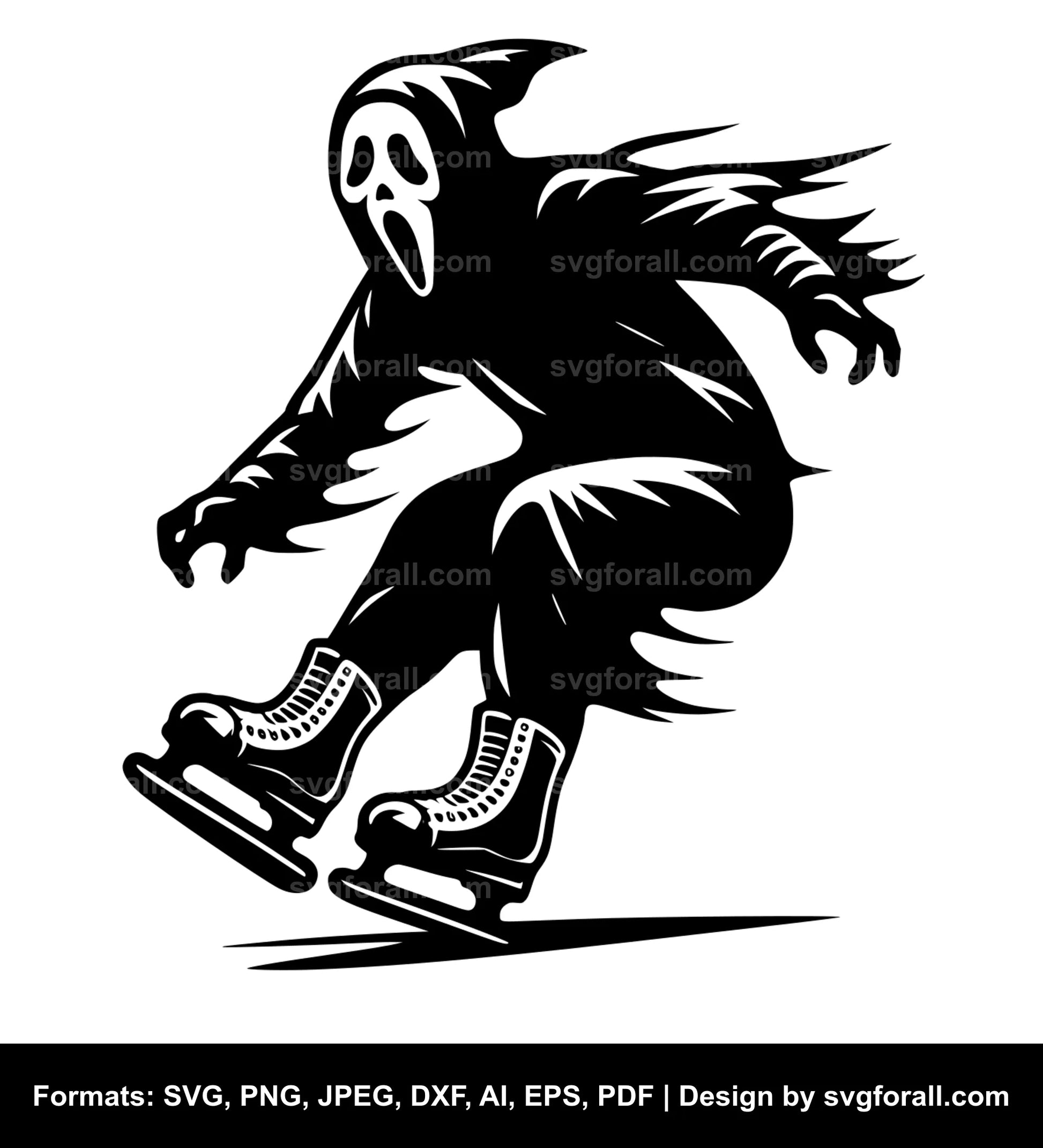 Skating Ghost Black SVG