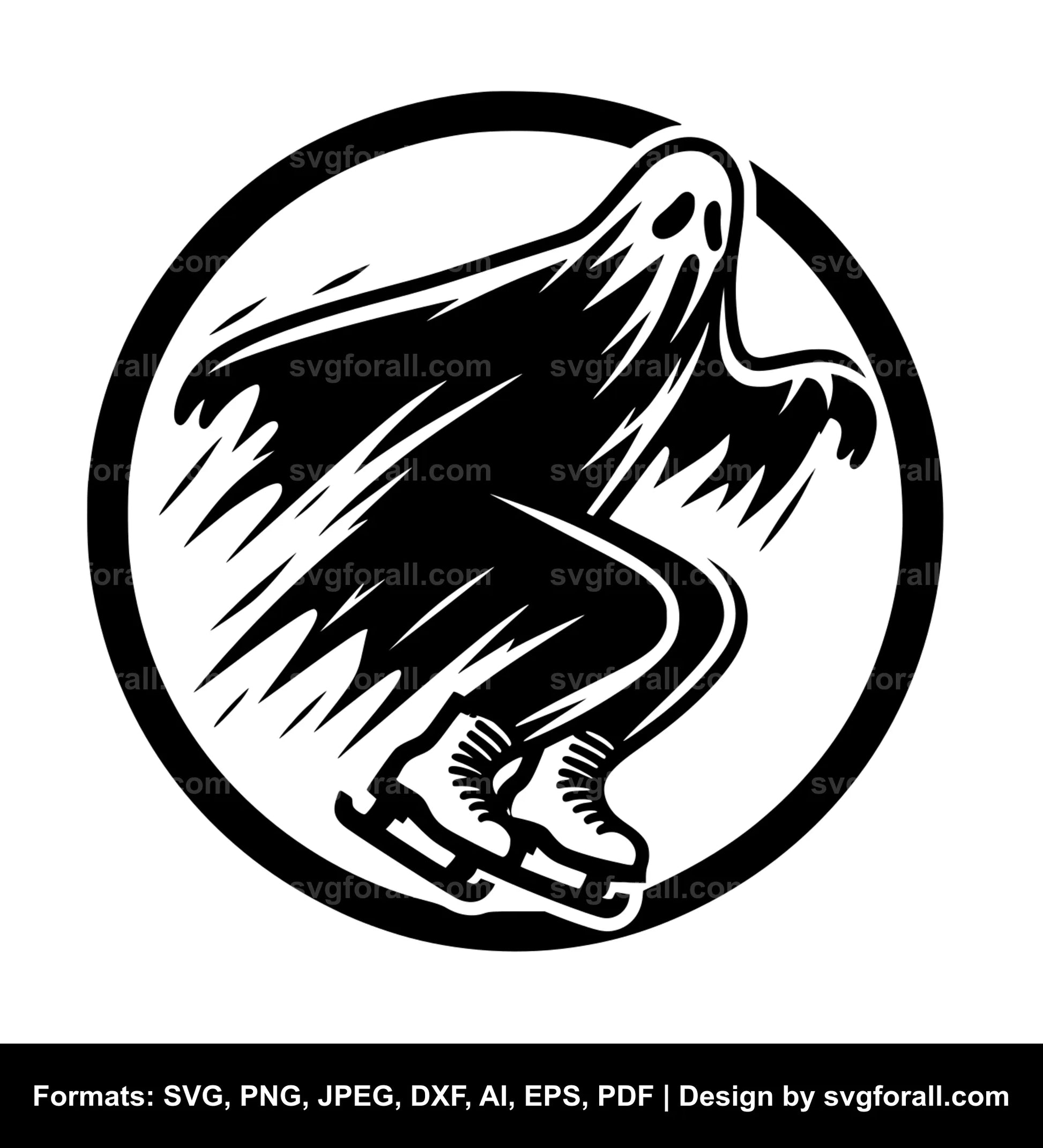 Skating Ghost SVG Design