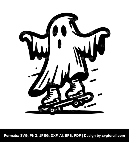 Skating Ghost SVG Vector