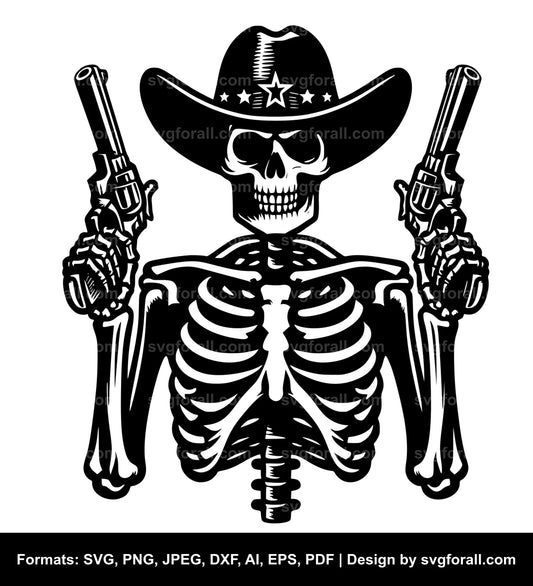 Skeleton Cowboy Black SVG