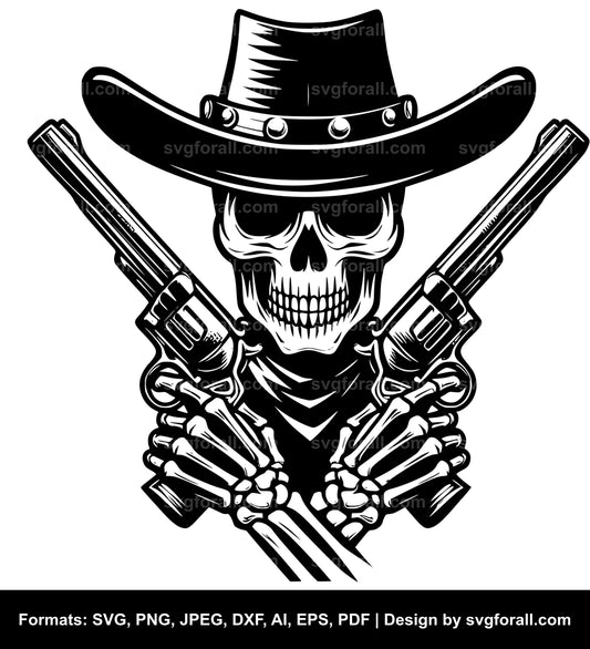 Skeleton Cowboy SVG Vector