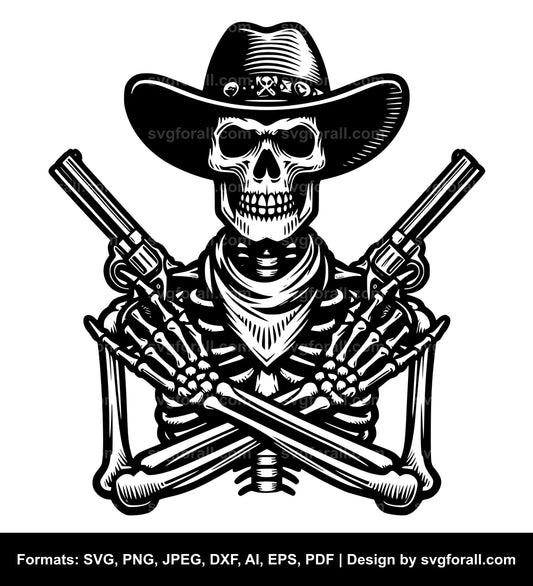 Skeleton Cowboy Vector SVG