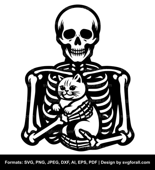 Skeleton Holding Cat Cricut SVG