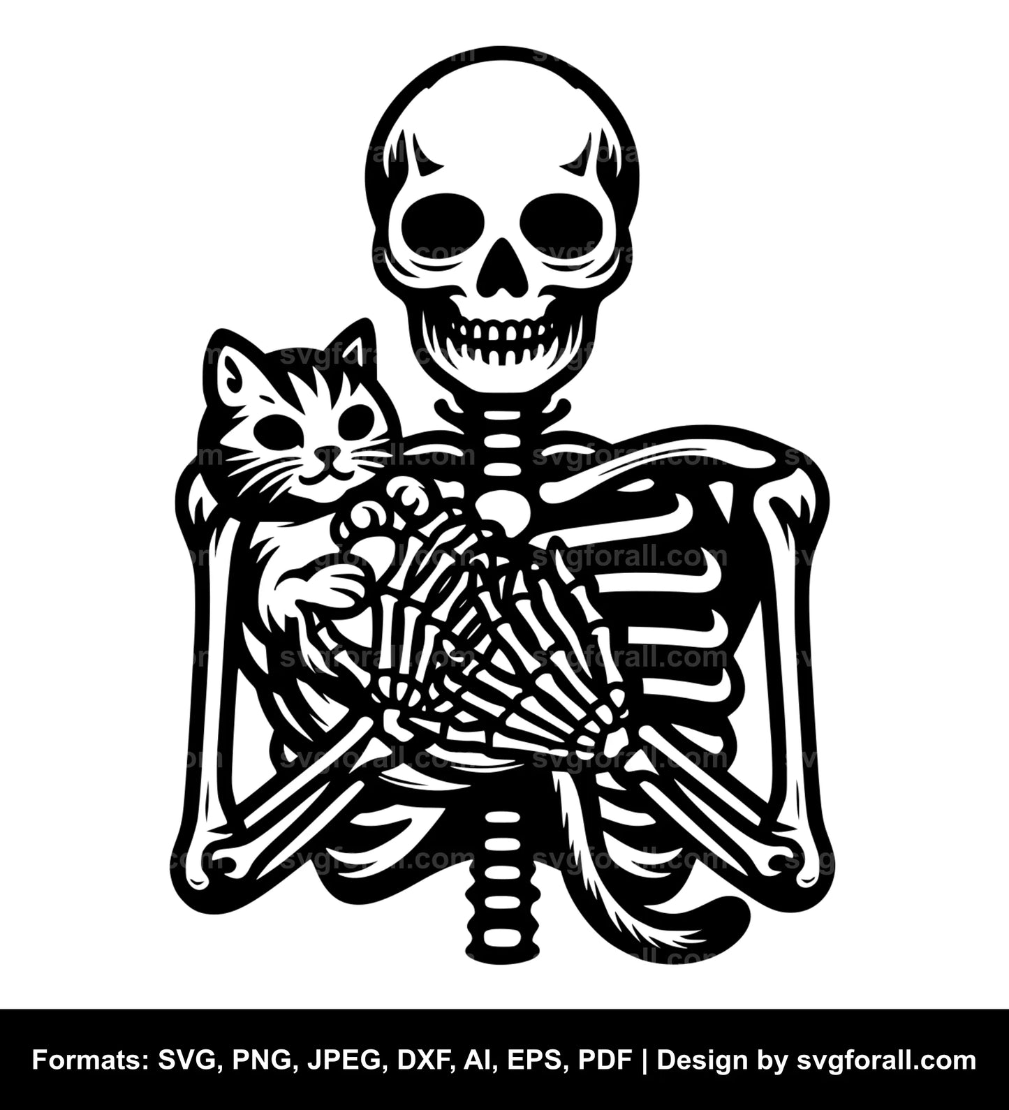 Skeleton Holding Cat SVG