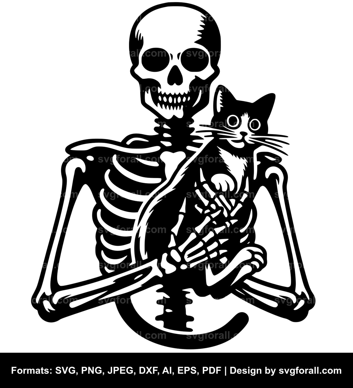 Skeleton Holding Cat SVG Design