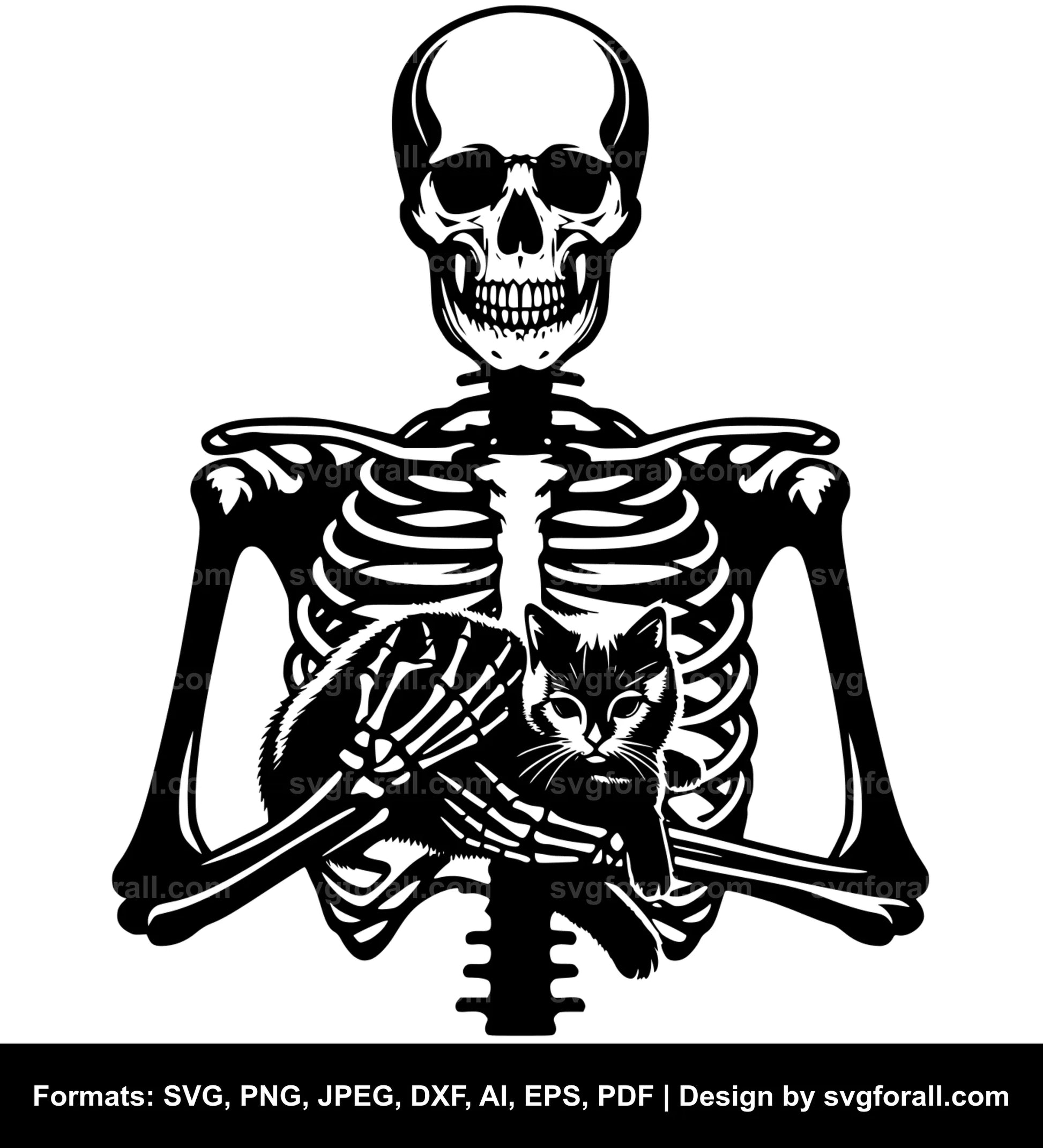 Skeleton Holding Cat SVG File