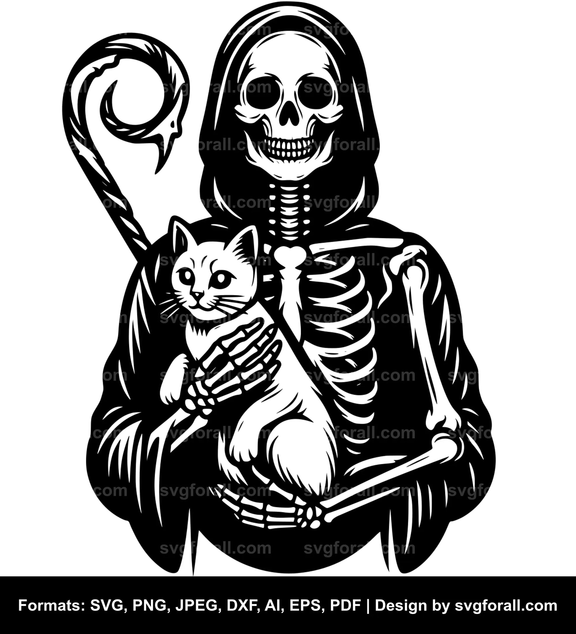 Skeleton Holding Cat SVG PNG