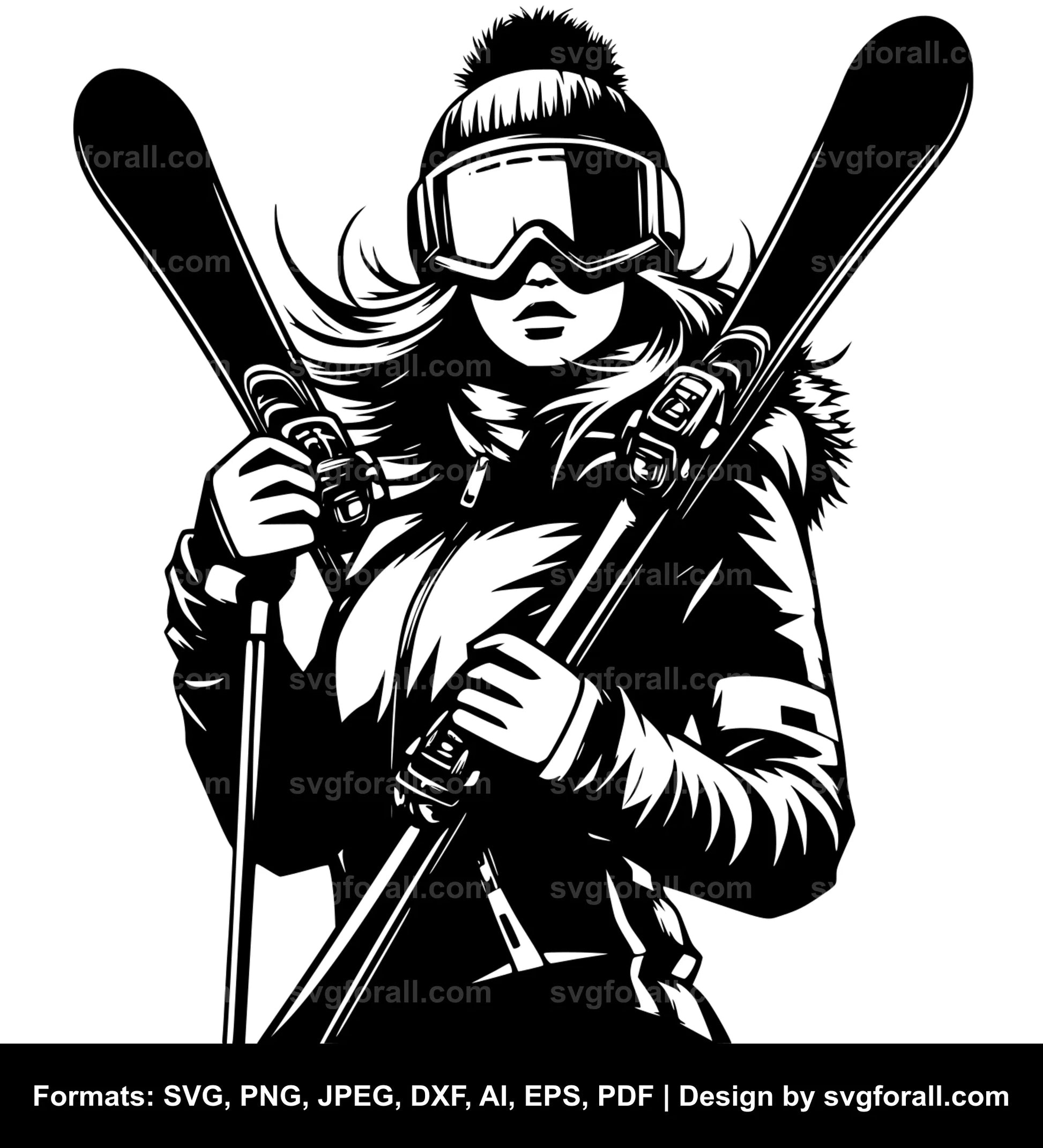 Ski Girl Clipart SVG