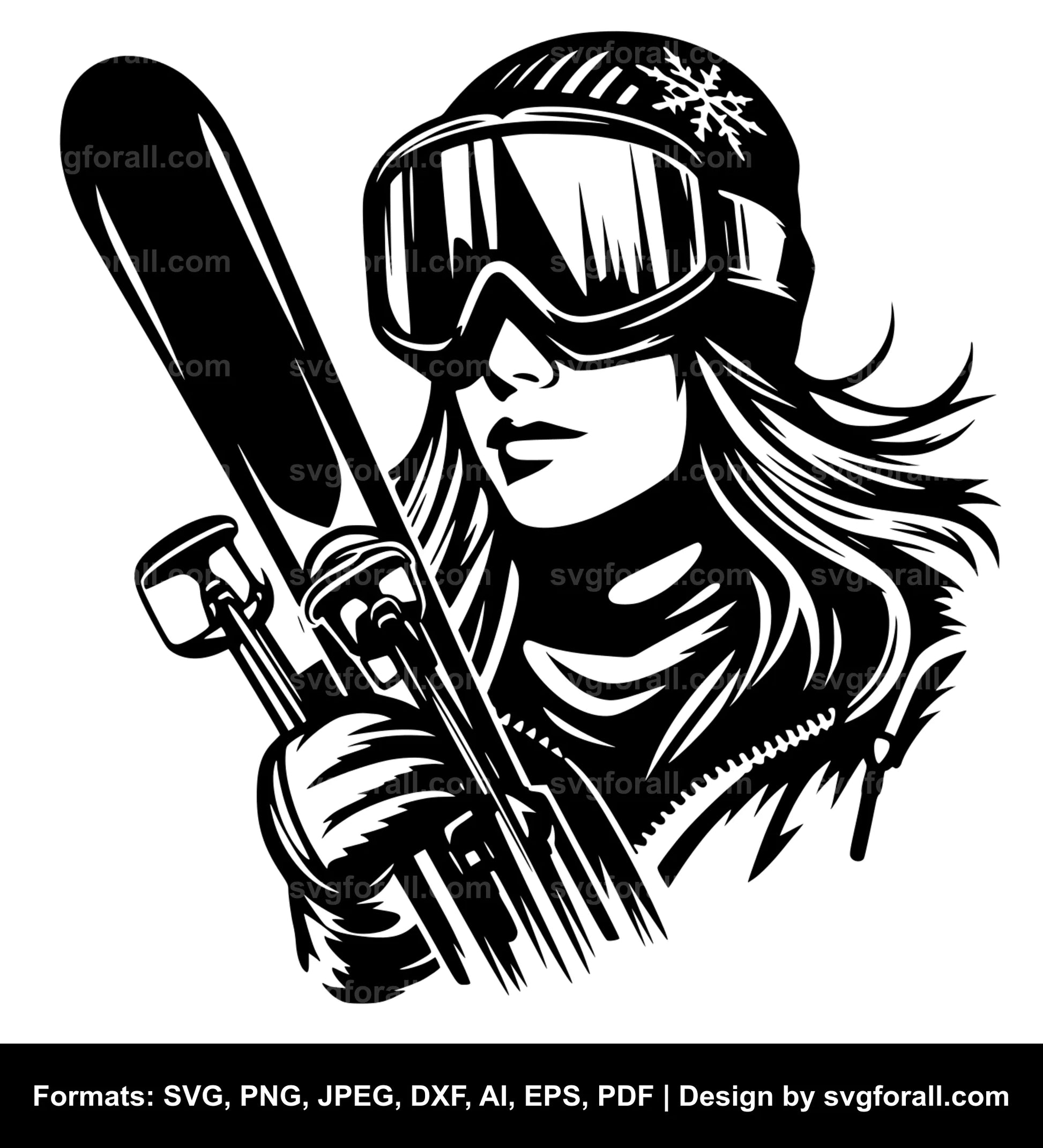 Ski Girl SVG Clipart