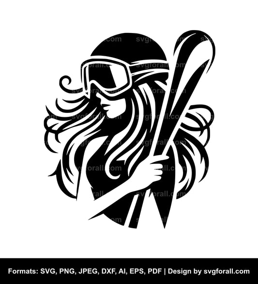 Ski Girl SVG Vector