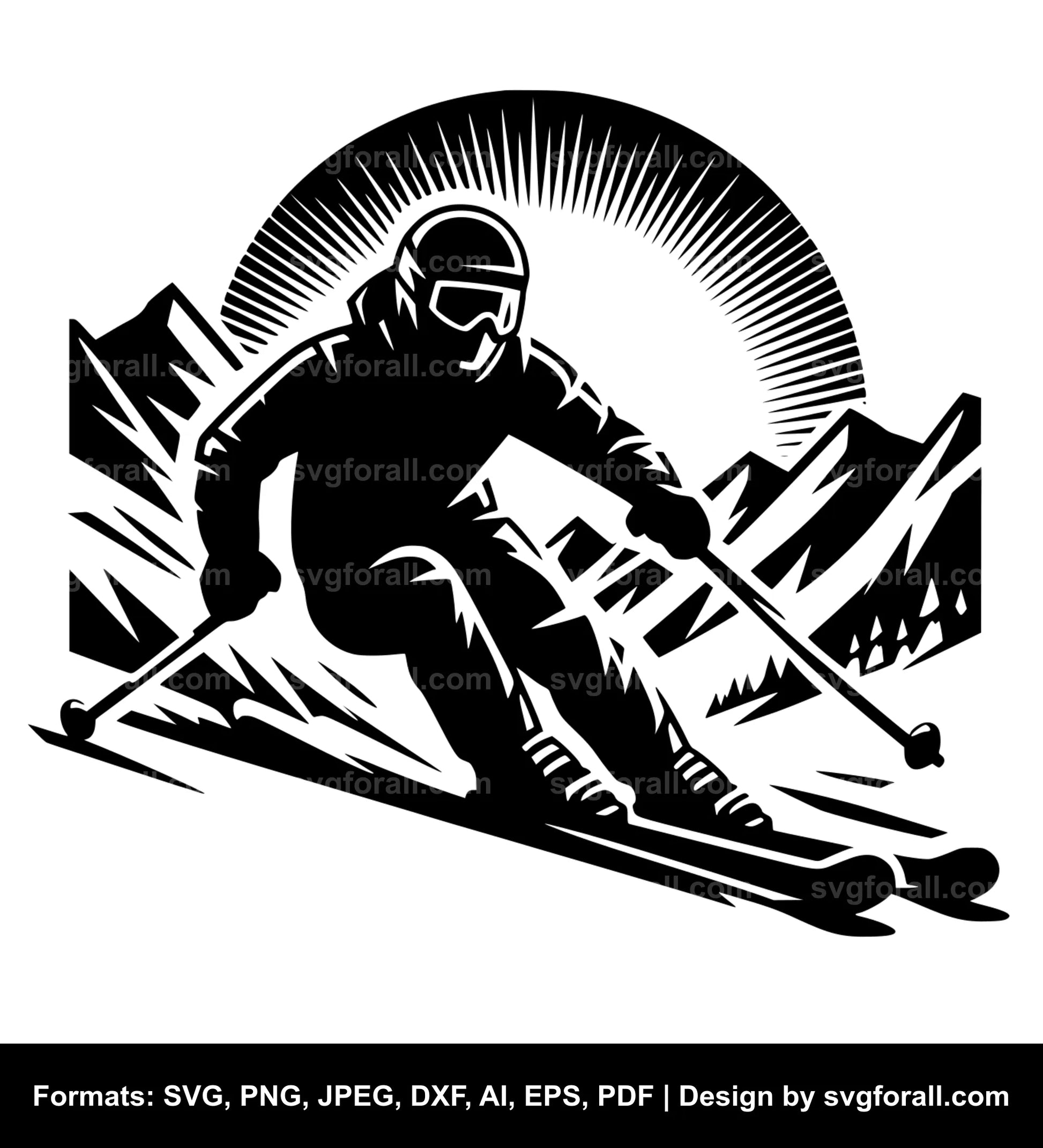 Skier SVG Vector