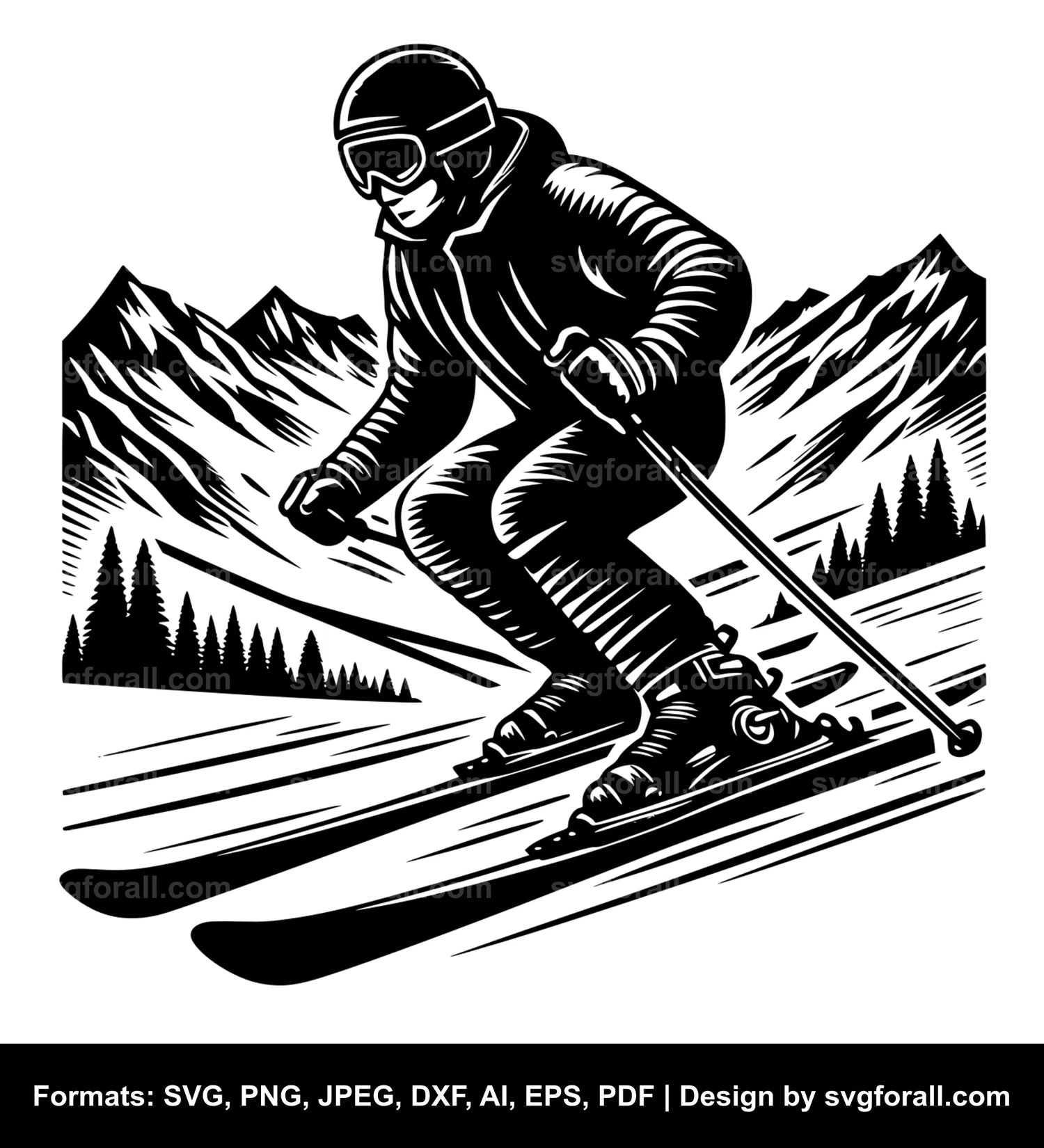 Skiing SVG Design