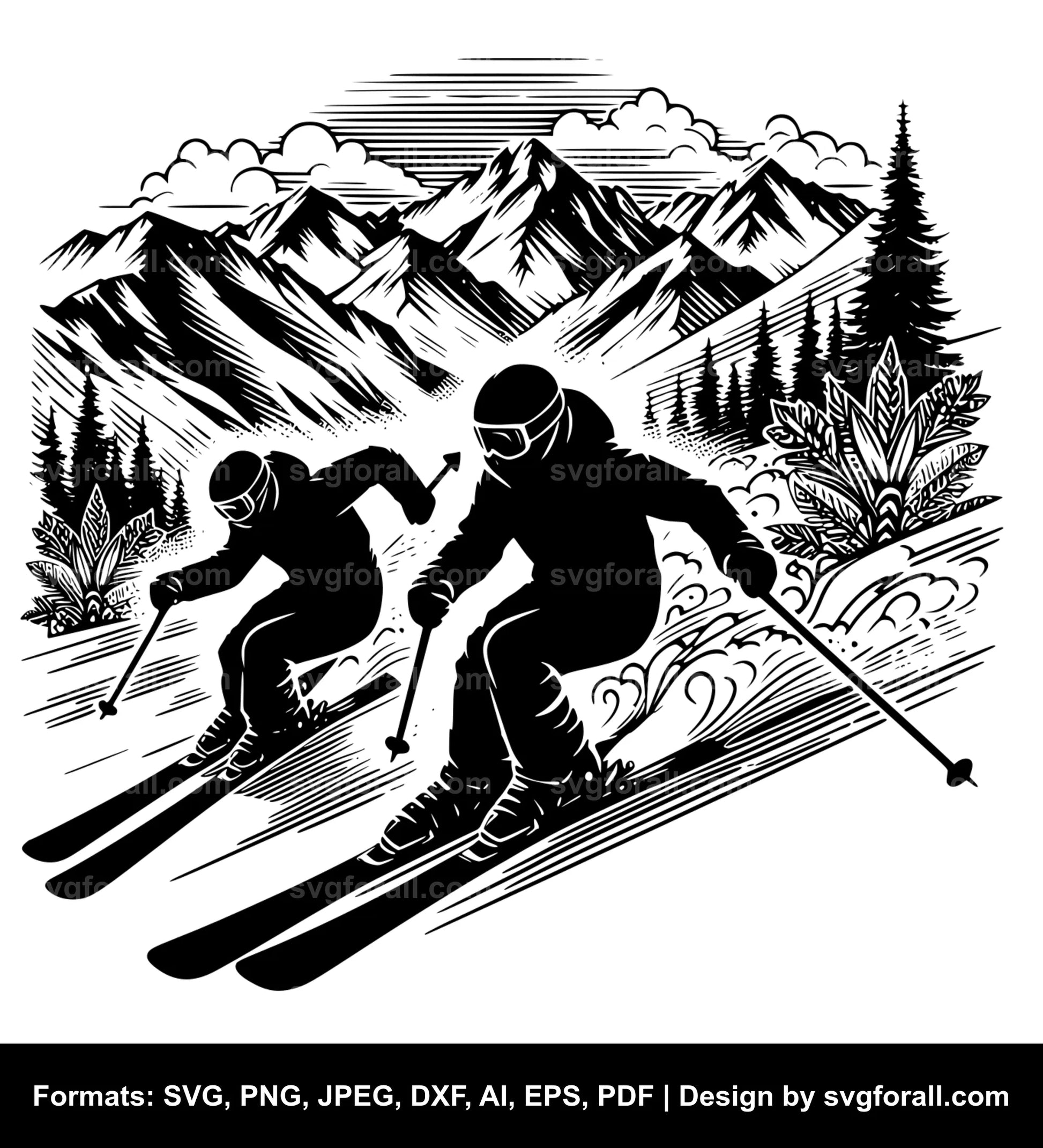 Skiing SVG File