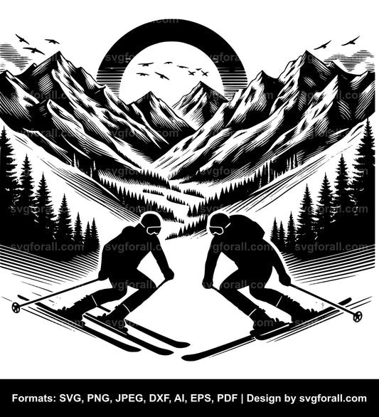 Skiing SVG PNG