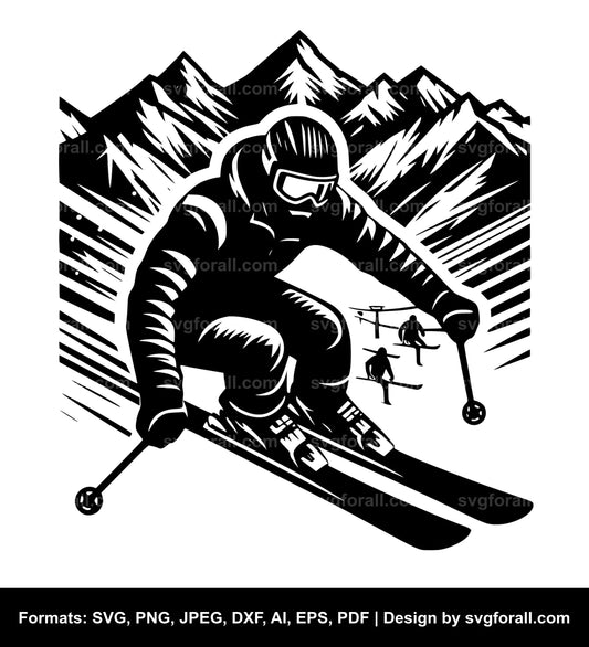 Skiing Vector SVG