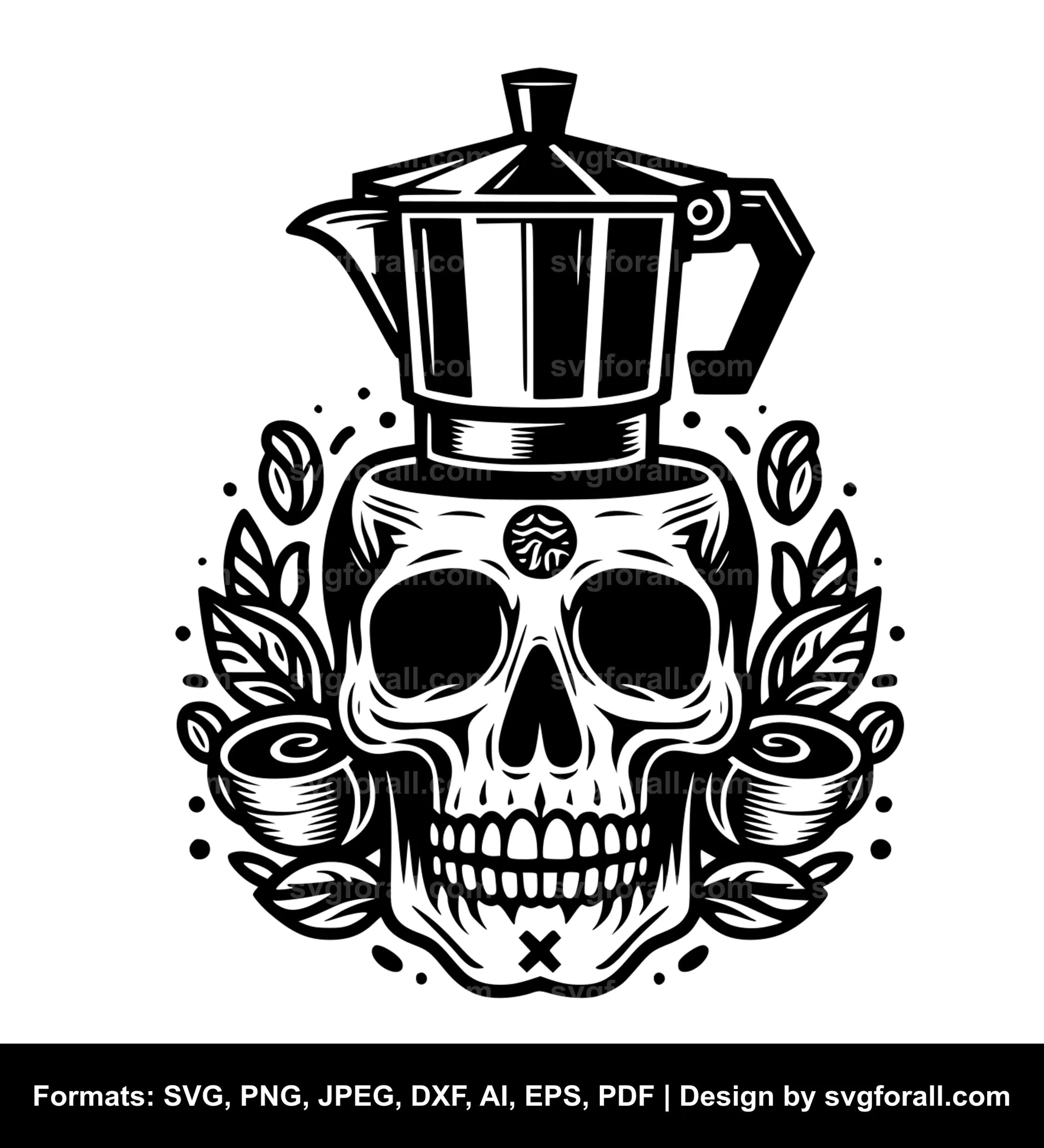 Skull With Coffee SVG