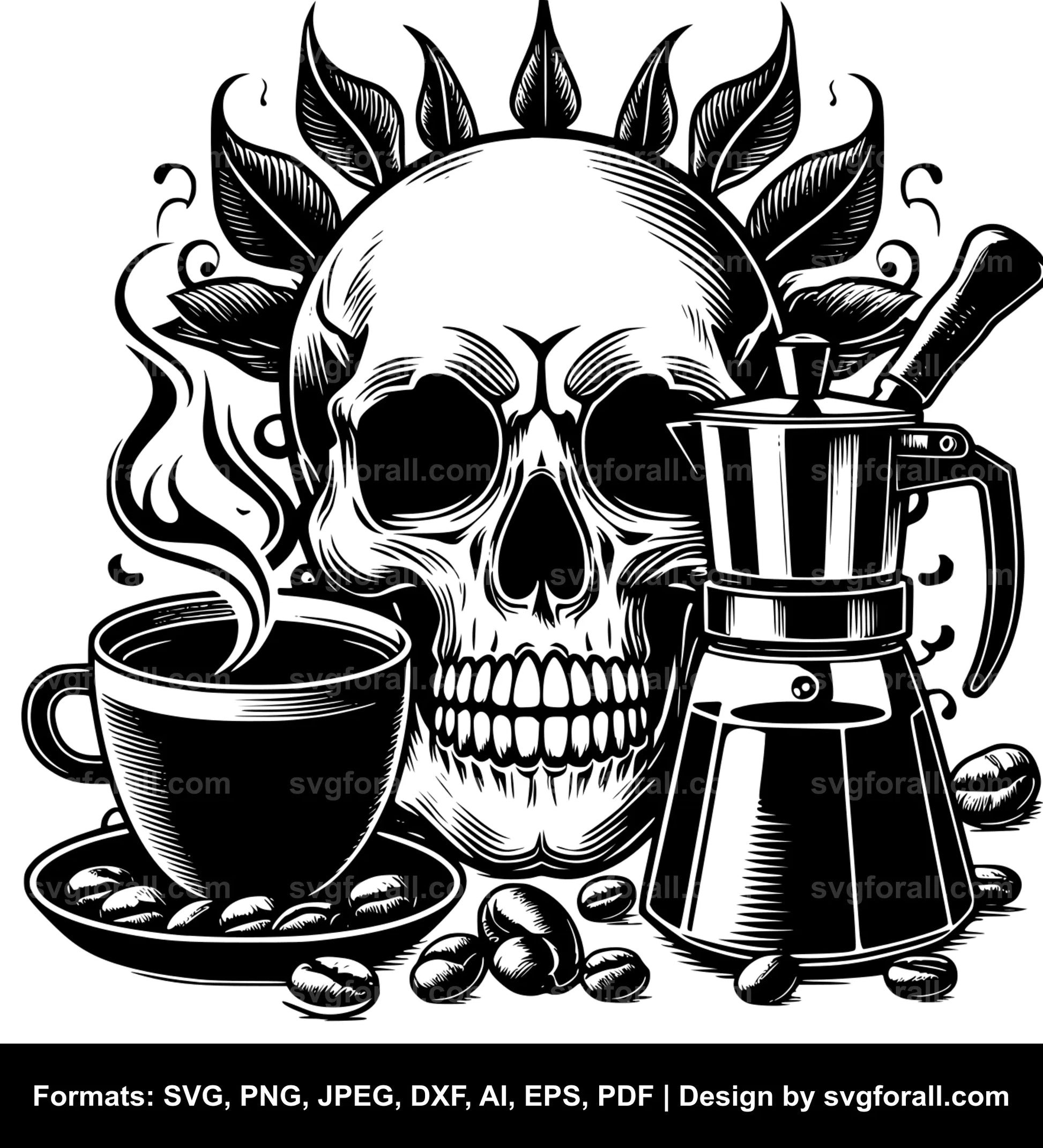 Skull With Coffee SVG File