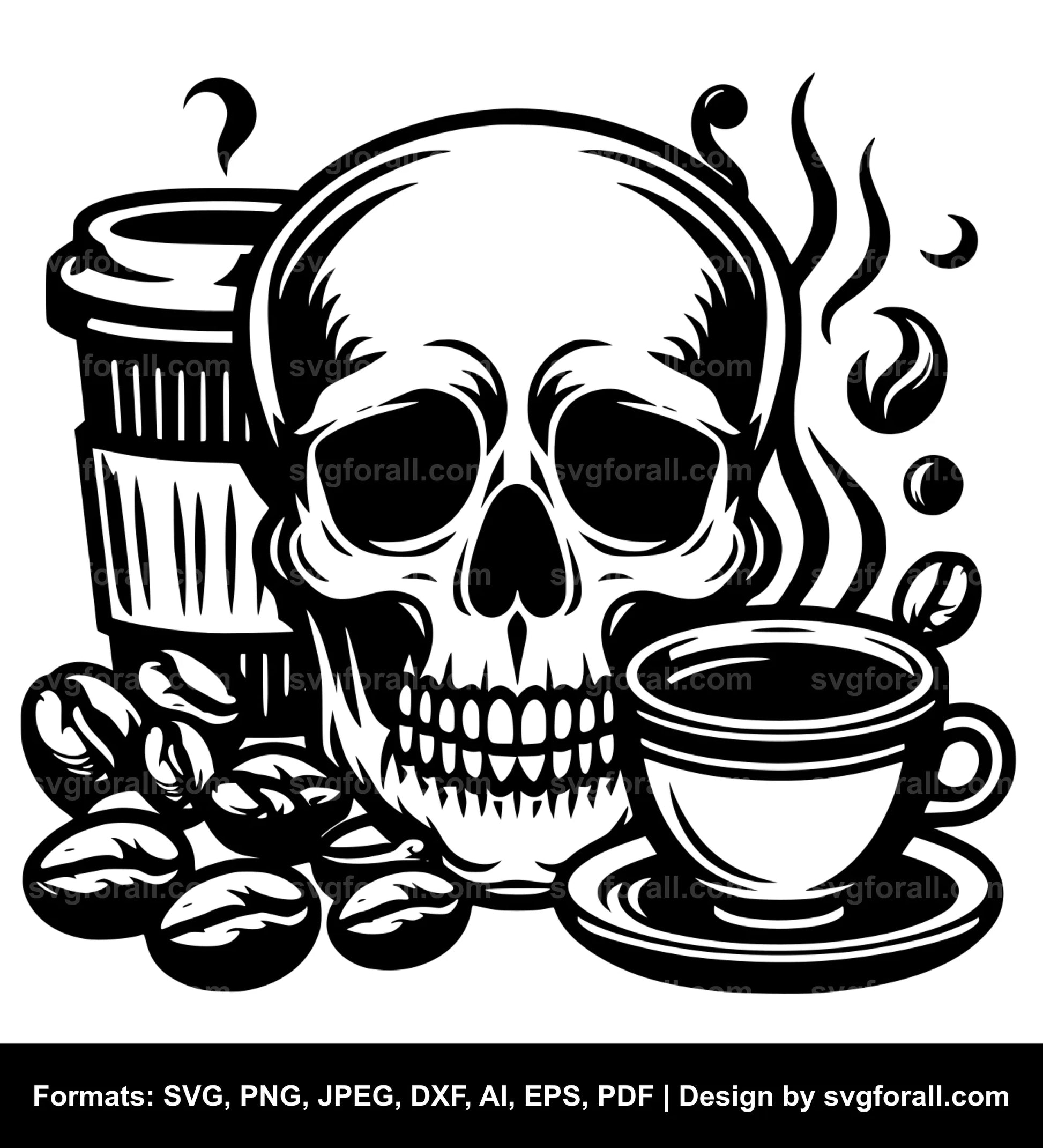 Skull With Coffee SVG PNG